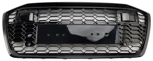 Areyourshop Fit für Audi A6 C8 / Sline / S6 2019-2023 Front Grille Glanzschwarz ABS Kunststoff Luftzufuhr Kühler RS6 Quattro Emblem Nummernschild