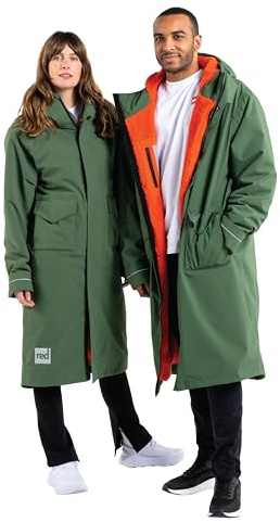 Red Original Slimline EVO Pro Unisex Waterproof Parka Jacket - Fleece Lined, Tailored Slim Fit, Hooded, 100% Recycled Fabric (Forest Green, M)