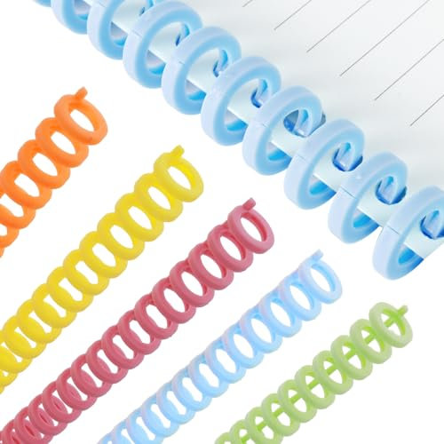 10 Stück Kunststoff-Bindekämme,Fünf Farben Spiralbindung,30 Schlaufen Teilung 10 mm Bindekämme,für Notizbuch Sammelalbum (Hellorange, Gelb, Hellgrün, Hellblau, Hellrosa)
