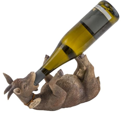itsisa Flaschenhalter Ziege, Natur (Saufziege) Skulptur, Wein Flaschen Halter, Flaschenständer, Geschenkidee