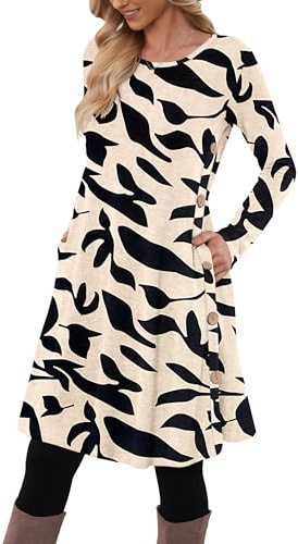 MOLERANI Jumper Dress for Women Long Sleeve Dress Ladies Button Tunic Dress with Pockets