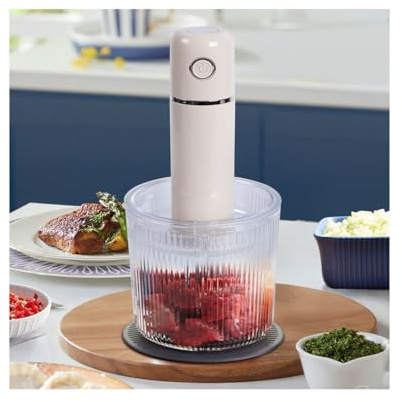 WYJRO Tritatutto Elettrico, Multifunzione Frullatore Tritatutto, con 4 Lame in Acciaio Inossidabile, Robot da Cucina, per Baby Food, Carne, Verdura, Bianco