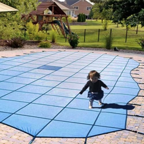 RENLXFI Safety Pool Covers for Inground Pools, 3 10 15 18 21 24 27 30 33 35 Ft Customizable Round Swimming Pool Winter Cover, Dustproof(Blue,Dia 10ft/3m)