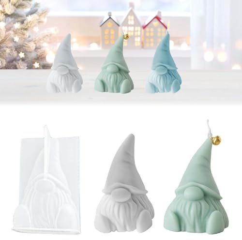 TREABEAR Silikonformen Gießformen Wichtel, Gießform Wichtel Silikonform, Gips Zum Gießen Wichtel Zwerg, Silikon Kerzenform Weihnachten 3D, Silikon Formen Zum Gießen Weihnachtsmann