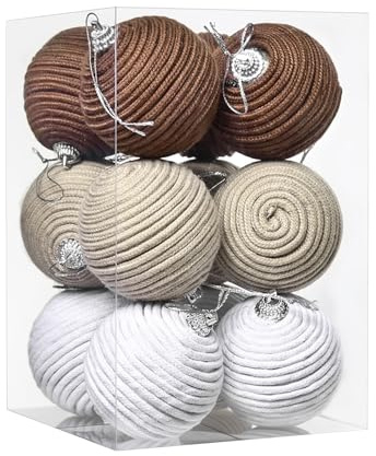 Palline dells'albero Di Natale - Palline Di Natale All'uncinetto Da 6 Cm | Ornamenti Per Albero Di Nattale In Corda Di Cotone | Paline Di Cotone Lavorate A Maglia Neutre Fatte A Mano | Per Il Bag