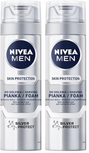 NIVEA NIVEA MEN Silver Protect Rasierschaum 200 ml (Packung mit 2)