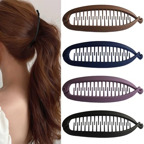 4 Pinzas de Pelo de Plátano Horquillas Con Clip de Plátano Retro | Banana Clip Horquillas Grandes Accesorios Pelo Mujer Accesorios para el Cabello de Mujer para Mujeres Sujeción firme