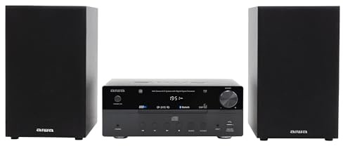 AIWA MSBTU-550 Mini Sistema Hi-Fi Stereo 50W RMS con Bluetooth 5.0, CD/MP3, USB (riproduzione e ricarica), Radio FM-PLL, AUX RCA/3,5 mm, Hyperbass, DSP Colore nero