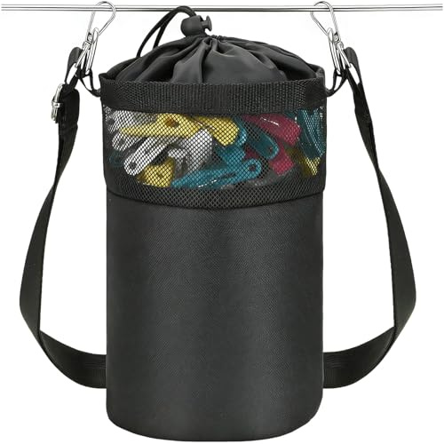 QyueQyat 1pcs Peg Bag for Washing Line with Closing Cord and Shoulder Strap, Clothespin Organiser Storage, Portable Basket for Laundry Clothes Pegs, Indoor Outdoor Pegs Organizer Storage Use