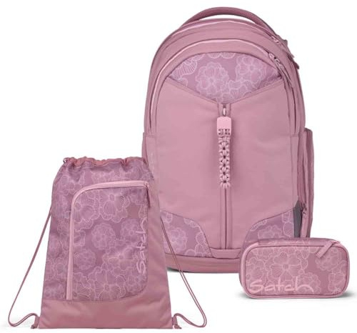 Satch Match Schulrucksack Set 3tlg. inkl. Schlamperbox und Sportbeutel (Magnolia Dream)