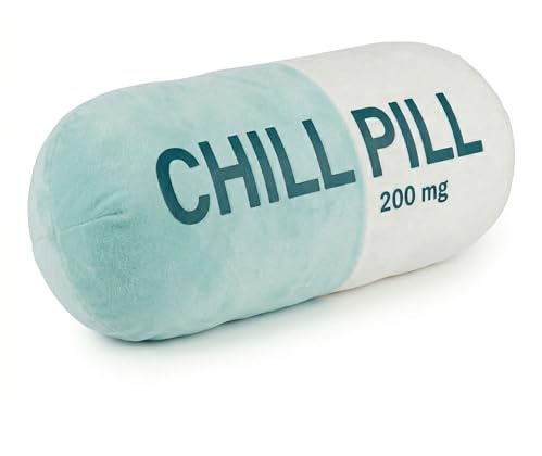 Generisch Chill Pill Kissen (40 x 15 x 12 cm) | weiches Kuschel-, Lese- & Reisekissen als Anti Stress Geschenke | Anti-Stress-Geschenke | Geschenk Lehrer | Geschenk Chef