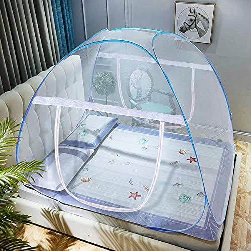 AMMER Pop-Up-Moskitonetz-Zelt für Betten, tragbar, zusammenklappbar, mit Netzboden für Babys und Erwachsene, 200,7 x 180,3 x 149,9 cm