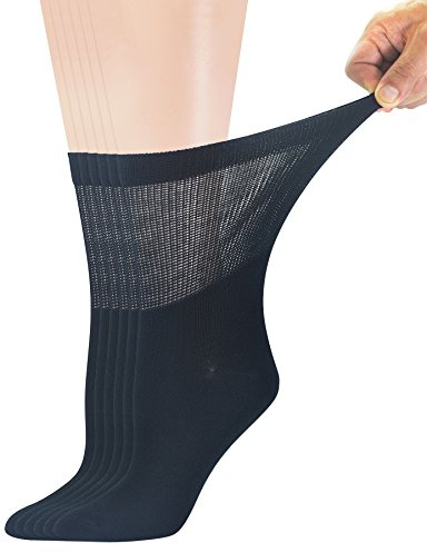 Yomandamor 6 Pairs Ladies Bamboo Diabetic Crew Socks Seamless Soft top Socks,Size 3-8 UK