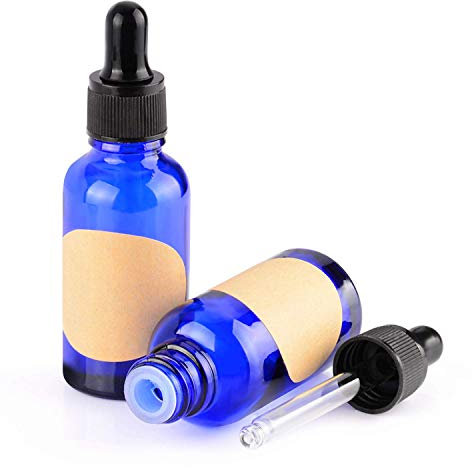 stonylab 30 ml (1 oz) 2er-Pack Glas Tropfflasche, Blau Leere Glasflasche mit Kegelförmigem Glastropfer, Innenstöpsel und Etikett für Ätherische Öle, Aromatherapie-Düfte