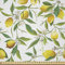 ABAKUHAUS Natur Stoff als Meterware, Lemon Woody Romantic, Microfaser Multi Zweck Dekostoff für Kunsthandwerke, 3M (230x300cm), Farngrün Gelb Weiß