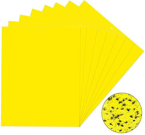 Vascinate 20PCS Yellow Sticky Fly Traps 20x15cm, Dual-Sided Sticky Traps, Fly Paper Stickers, Plant Fly Catchers, Catcher Sticky Board for Flying Plant Insect Aphids, Leafminers (Included Twist Ties)