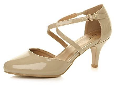 AJVANI Womens Ladies mid high Heel Strappy Crossover Wedding Evening Sandals Shoes Size