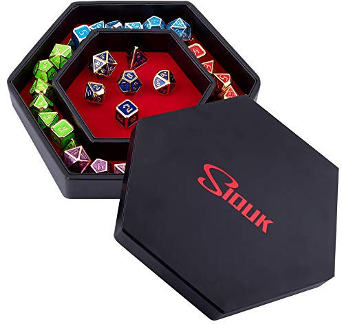 SIQUK Würfelbretter mit Deckel Würfelteller PU Leder und Samt Würfel Brett Dice Rolling Tray Würfel Rolling Box Würfelroller für Würfelspiel D&D, RPG und weitere Spiele