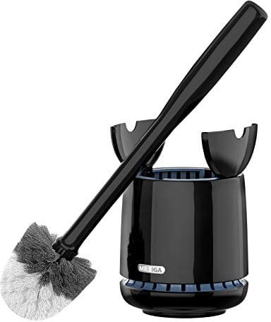 MR.SIGA Toilettenbürste WC Bürste und Halter mit schnell trocken Behälter und festem Griff, Premium Klobürste für Badzimmer, Schwarz