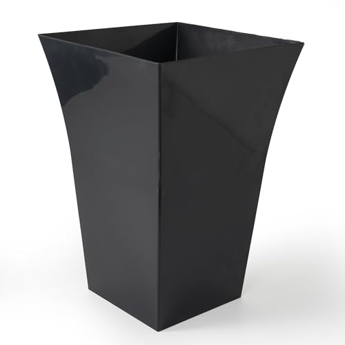 Rammento Pflanztöpfe, 37 cm hoch, ausgestellt, quadratisch, aus Kunststoff, mit glänzender Oberfläche, für drinnen und draußen, glänzende Oberfläche, Farn-Pflanzgefäß, für Zuhause, Büro, großer