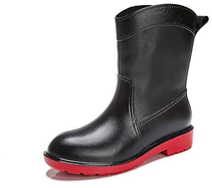 SWZEC Donna Stivali Pioggia Alti Antiscivolo Semplice Wellington Impermeabili Eleganti Stivaletti Gomma Morbide Giardino Nero 38