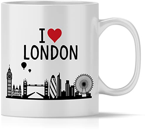 OWLBOOK® I love London Tasse mit Spruch Geschenke Geschenkideen als Erinnerung oder Mitbringsel von einer Reise für Männer und Frauen zum Geburtstag Keramik 300 ml