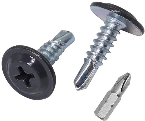 SKIR'CO Lot de 400 vis autoforeuses peintes 4,2 x 16 mm, tête de réglage modifiée Phillips Vis à tôle Tête gaufrée (400, Gris Anthracite RAL 7016)