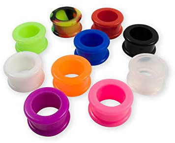 Fly Style 1 Stück Flesh-Tunnel aus Silikon (Hart) - Ohr-Plug Piercing-Schmuck, Grösse:26 mm (Paar), Farbwahl:Mehrfarbig