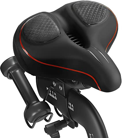 COOLWUFAN Übergroßer Fahrradsitz für Peloton & Bike+, Komfortkissen Kompatibel mit Peloton, Spin Bike, Rennrad oder Heimtrainer, Fahrrad Breiter Sattel Ersatz Herren Damen, Zubehör Rot