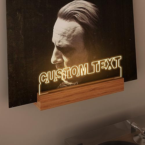 YuanDian Personalisierbarer Vinyl-Plattenständer Wandhalterung, Jetzt drehender Schallplattenständer, Holz-Acryl-Halter für Vinylalbum, Display-Aufbewahrung, Vinyl-Schallplatten