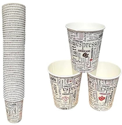 Best House EcoWise 100% Natural and Recyclable Single Wall Paper Cup Plain, Paper Cup Hot Coffee Tea Drinking Cups 8oz - 235ml (Pack of 100)
