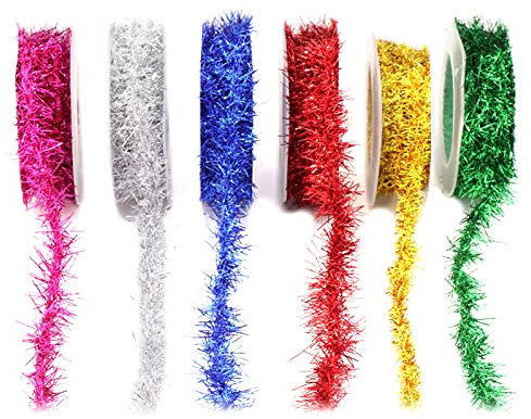 6 Rollen Weihnachten Lametta Draht Girlande Streifen Weihnachtsbaum Dekorative Requisiten Draht Girlande Band DIY Handwerk für Zuhause oder Party (6)