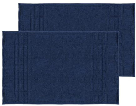 Mosobam 1000 g/m² Hotel Luxus Bambus Viskose-Baumwolle, XL Badematten 28 x 44, Marineblau, 2 Stück, übergroße Badteppiche