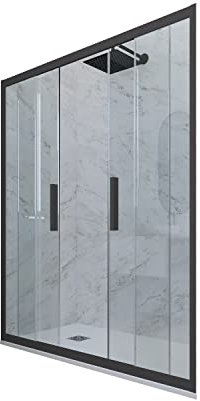 Porta Doccia Scorrevole 170 CM H 200 Vetro Trasparente Profilo Antracite MOD. Glam