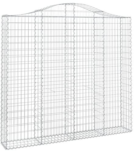 Tidyard Panier de Gabions Arqué Cage à Gabion, Gabion pour Pierres en Fer Galvanisé Barrière de Jardin ou Patio 200x30x180/200 cm