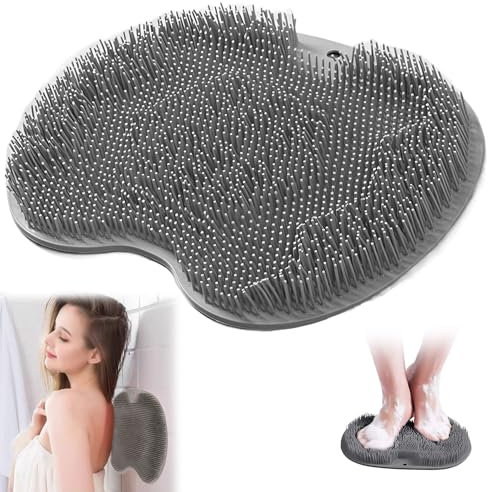 Utschfestes Silikon-Massagepad, Rückenschrubber, Wäscher Massagegerät Dusche mit Saugnapf Silikon, Massager-Reiniger, Silikons Dusch Rückenschrubber, Badematte für Peeling,Badematten(Grau)