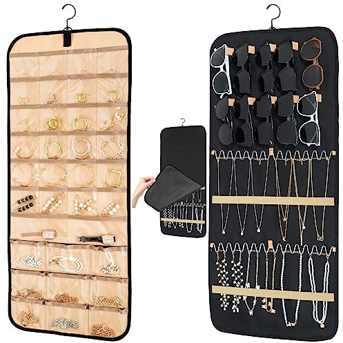 Schmuck Aufbewahrungssystem - Schmuckaufbewahrung Wand Ohrring Organizer Ketten sonnenbrillen aufbewahrung Mit Deckel 1 Stück, Groß, Schwarz