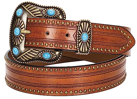 INOGIH Glitzer-Gürtel im Western-Stil, Cowboy-Stil, Strass-Gürtel, luxuriös, glitzernd, Diamant-Kristalle, Nieten, Gürtel für Jeans, Hosen, Kleider, Kamelfarben (111,8 cm L / 3,8 cm), 105cm/Suit for