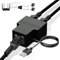 Prubovi Dual Ethernet Adapter, RJ45 1 to 2, 100Mbps Ethernet Switcher with USB Charging Cable. High-Speed Ethernet Splitter, Compatible with Cat5, Cat5e, Cat6, and Cat7 Cables (Deep Black)