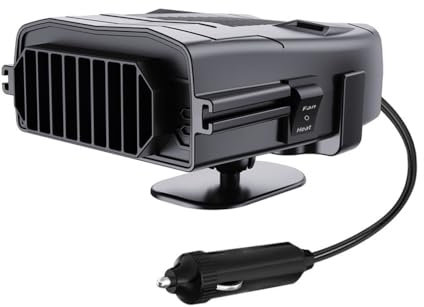 Shkalacar 12V Autoheizung, Tragbare Auto Heizlüfter mit 360° drehbaren Kopf, 2 in 1 Schnellheiz Heizung und Kühlung, Winter Defroster für Wohnmobil PKW Camping LKW (Typ A, Schwarz)