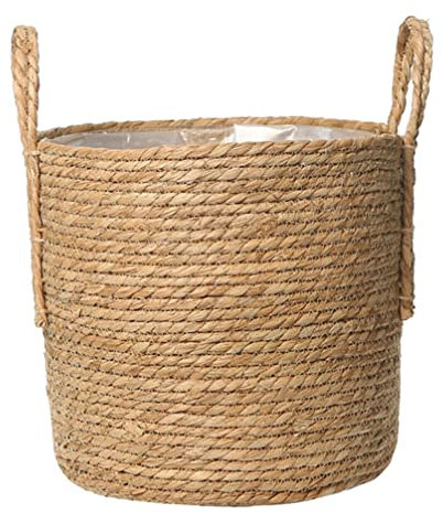 Plant Basket: Straw Flower Pot - 25Cm Seagrass Indoor Plant Pot with Liner for Home Decor and Storage