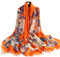 WEIGEER Foulard en soie femmes châle Écharpe en soie Silk Scarf Women Chiffon Shawl White Neckerchief Head Wrap Thin Scarf Beach Hijab Belt Vintage Bridal Shawl Binder (Orange-pivoine)