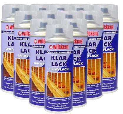 12x Wilckens Lackspray Klarlack Hochglanz 400 ml Schutzlack Sprühlack Schutzspray Spray