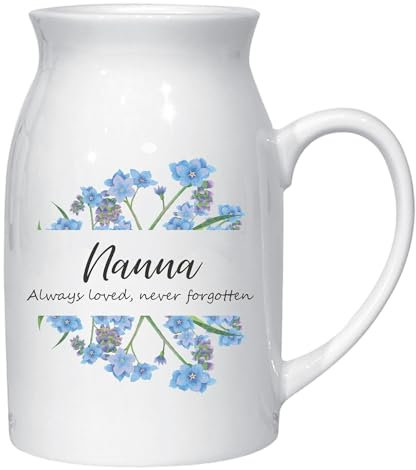 In Loving Memory Forget Me Not Flowers Ceramic Jug Vase - Remembrance for Mum, Grandma, Sister, Friend