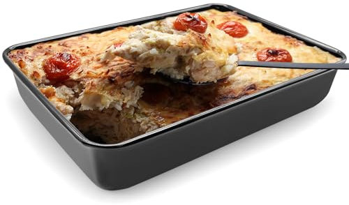paxlloonge Auflaufform 35x25x6cm Groß mit Emaille Antihaftbeschichtung, Lasagne Auflaufform Perfekt für Brownie/Lasagne/Kuchen, Leicht zu reinigen