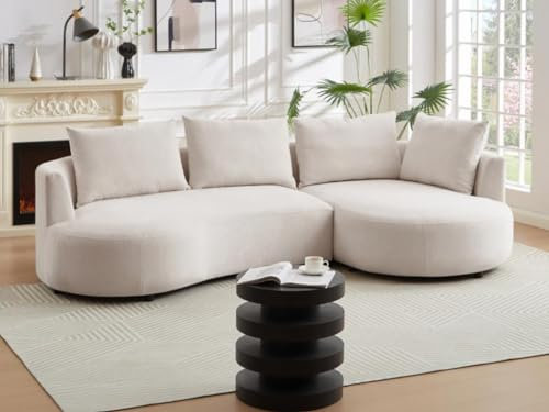 Vente-unique-Ecksofa - Ecke rechts - Strukturstoff - Beige - LOUSADO