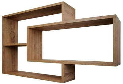 TRAUMMÖBEL Wandregal Karo Eiche Dunkel Bücherregal MDF Hängeregal Schweberegal für Wohnzimmer, Schlafzimmer und Küche, für Deko, Pflanzen usw
