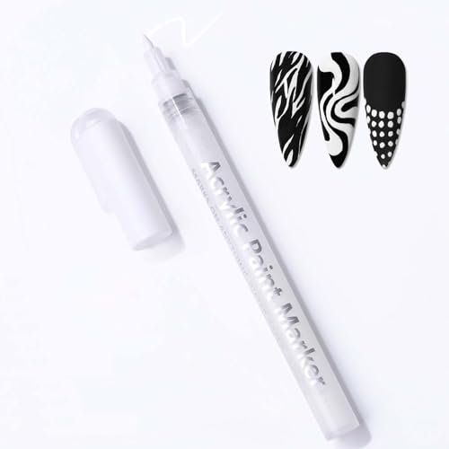 Quick Dry Fine Tips Nail Art Pens for DIY Nail Decoration - Fine Point Nail Polish Pen with Quick Dry Formula for Dot and Line Art - White