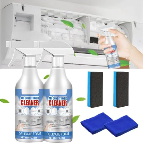 60ml Air Conditioner Cleaner, Air Conditioner Foaming Coil Cleaner, No Washing Air Conditioner Foam Coil Cleaner, Multi Purpose Foam Cleaner for Air Conditioner and Fan (2pcs)