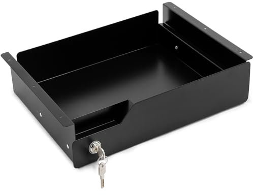 EasyVibe Untertisch Schublade Unterbau Unter Schreibtisch Schreibtische mit Schloss 42 cm (L) x 30 cm (B) x 9 cm (H), schwarz